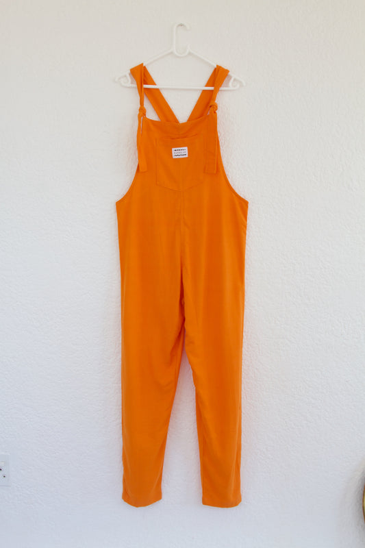 'Orange ray-linen' Long dungaree