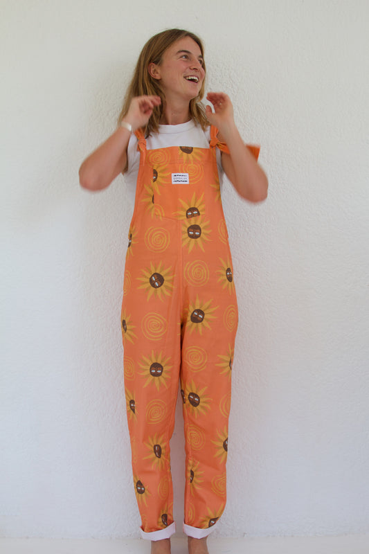 'Orange Sunflower' Long dungaree