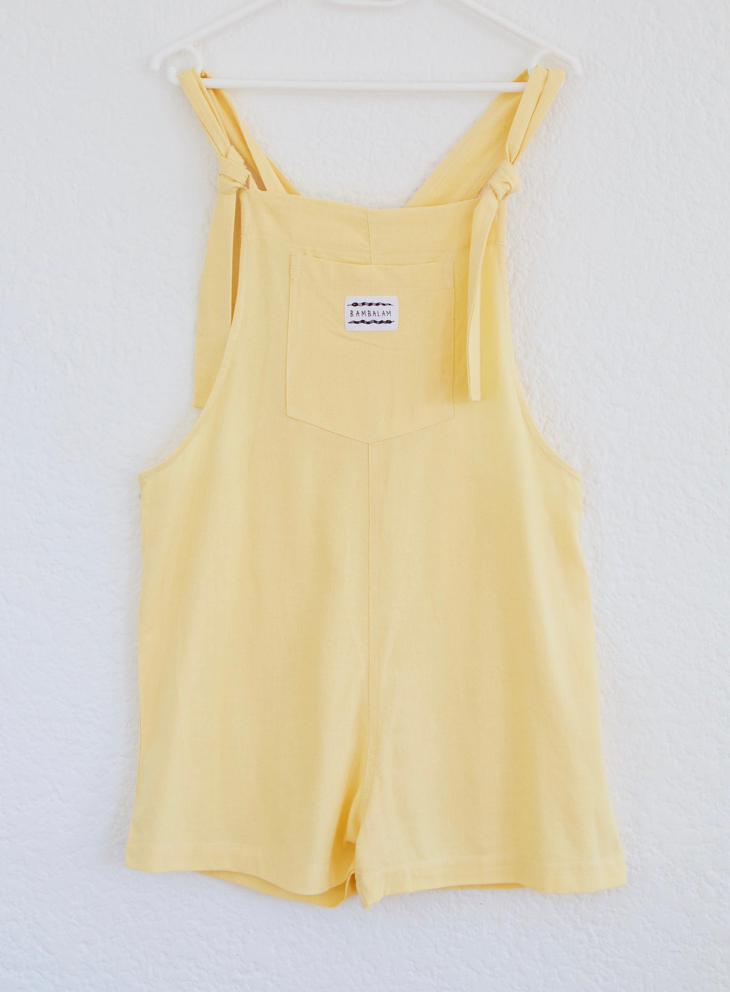 'Baby yellow ray-linen' Short dungaree