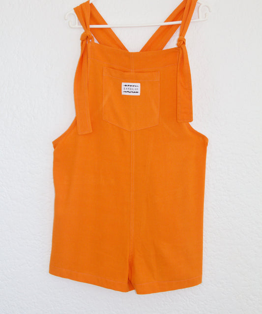 'Orange ray-linen' Short dungaree