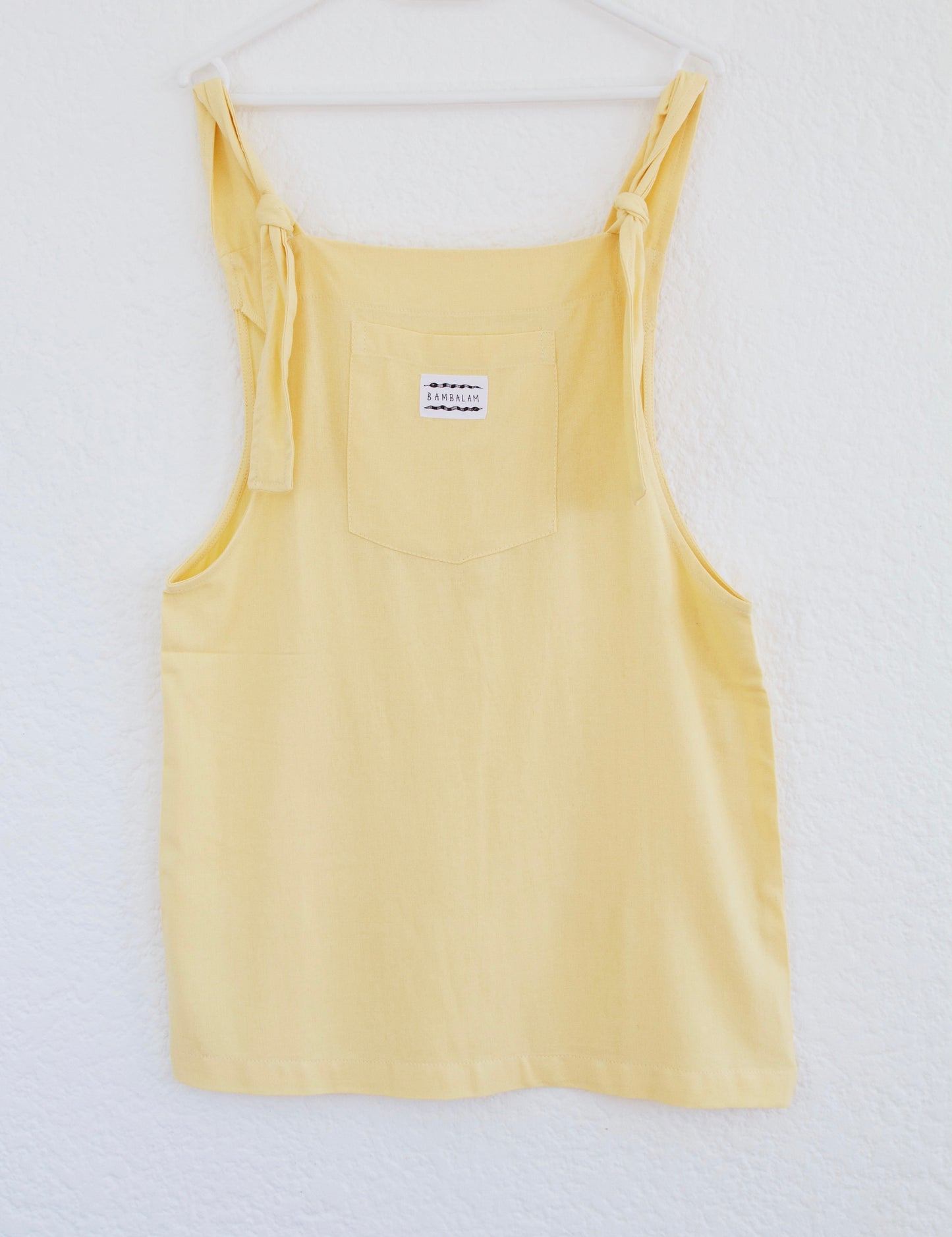 'Baby yellow ray-linen' Dress dungaree