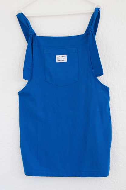 'Blue ray-linen' Dress dungaree