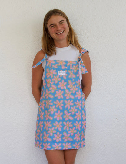 'Oopsie daisies blue' Dress dungaree