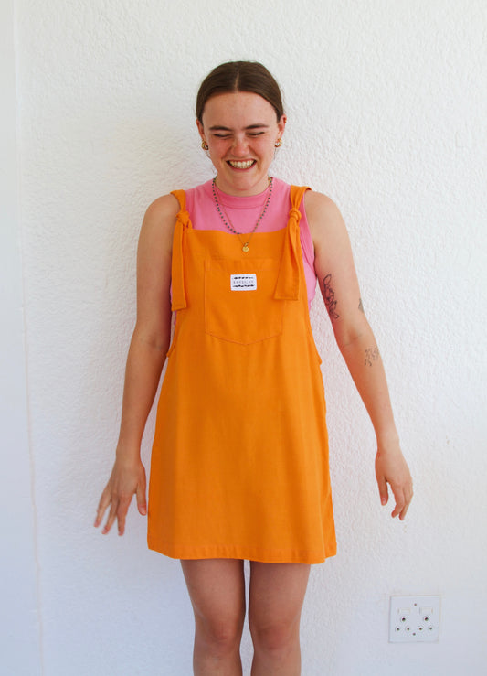 'Orange ray-linen' Dress dungaree