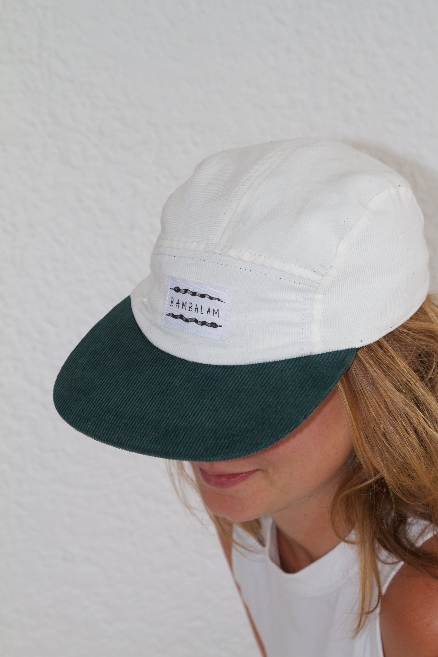 5 panel cap - Green corduroy