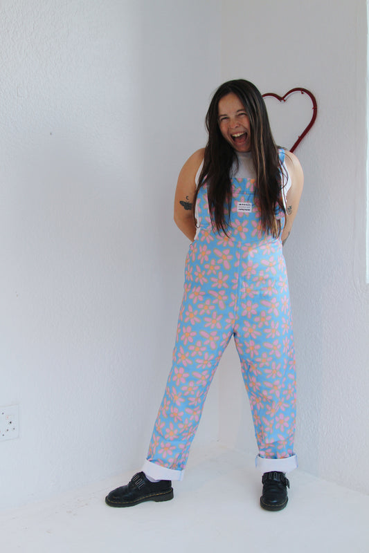 'Oopsie Daisies blue' Long dungaree