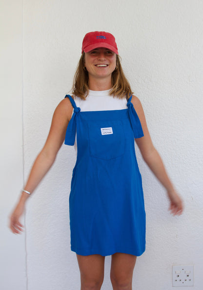 'Blue ray-linen' Dress dungaree